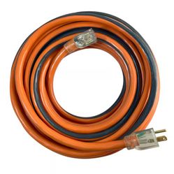 100 ft. 10/3 Heavy Duty Indoor/Outdoor SJTW Extension Cord with Lighted End, Orange/Grey