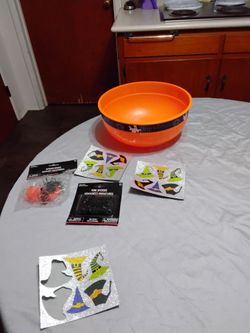 Halloween Candy Bowl with mini spiders and spiders rings