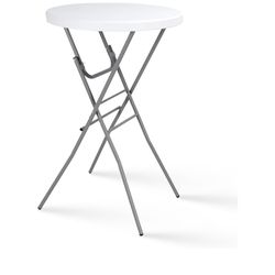 28in Cocktail Table White High Top Folding, Round Portable Bar Height Folding Table with Removable Legs, Indoor Outdoor Banquet for Parties, Commercia