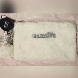 White Furry Playboy Wristlet (NWT)