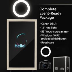 Buy instead of rent a Professional Mirror Photo Booth with Ring light and (4) stanchions