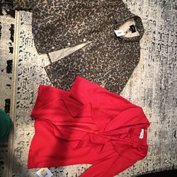 Brand New Women’s Blazer Cardigan And Cheetah Faux Denim Short Both Size Medium 