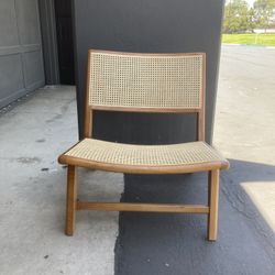 Wood Cane Lounge Chair - Walnut 