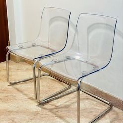 Ikea Tobias Dining Chairs - Clear/Chrome (x2)