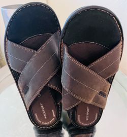 Rockport Brown Leather Slide Sandals