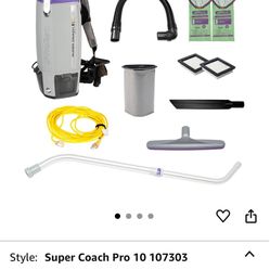 ProTeam Super Coach Pro 10 Backpack Vacuum Commercial with Telescoping Wand Tool Kit, 10 Quart, Corded, 107303