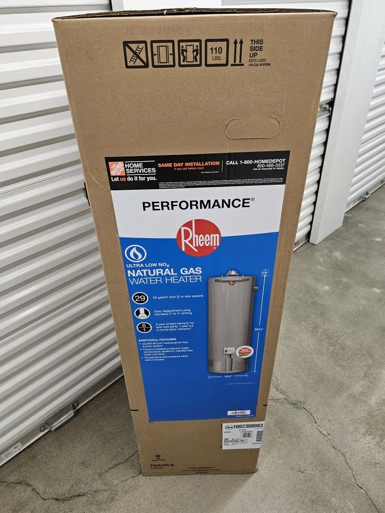 BRAND NEW Rheem 29 Gallon Natural Gas Water Heater PICK UP ONLY