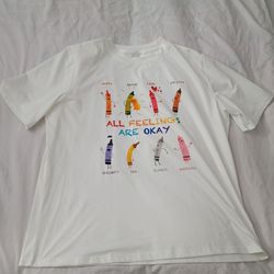WOMENS SIZE XL CRAYON ALL FEELINGS ARE OKAY SHIRT