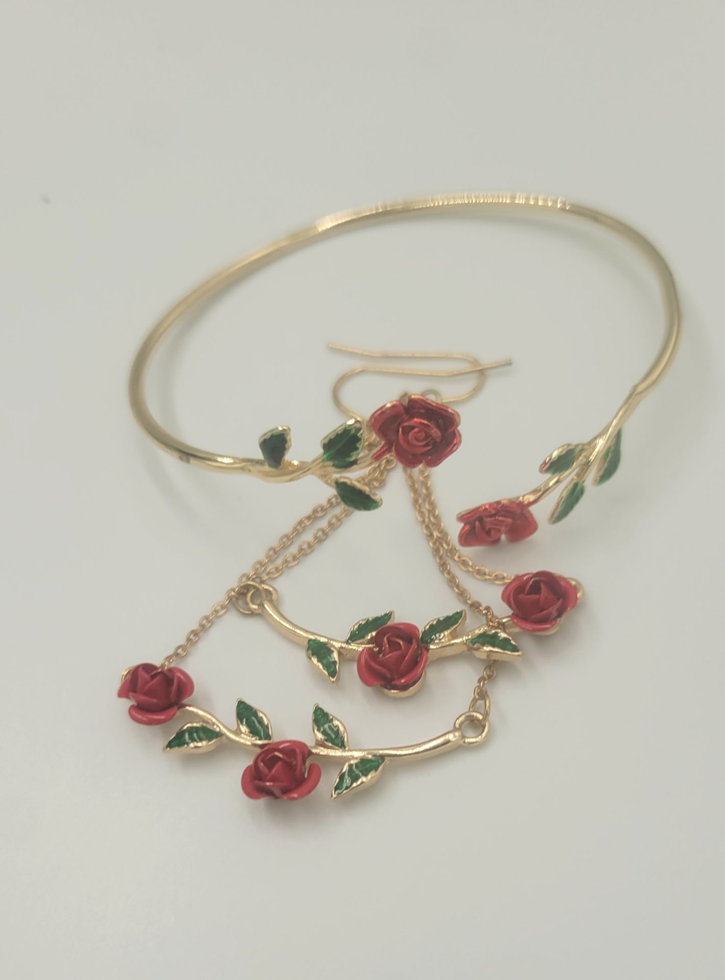 Rose bracelet & earrings