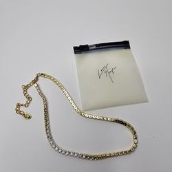 Lace By Tanaya Swavorski CZ Choker Adj Gold/Silver 