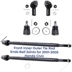 Front Inner Outer Tie Rod Ends Ball Joints for 2001-2005 Honda Civic