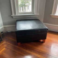 Black Leather Ottoman With Storage