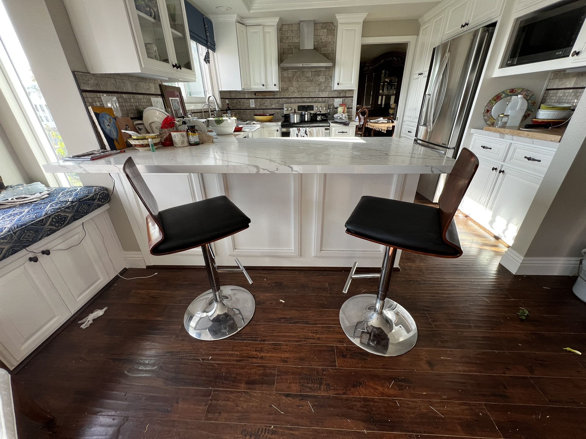 Leather Bar Stools Adjustable Height