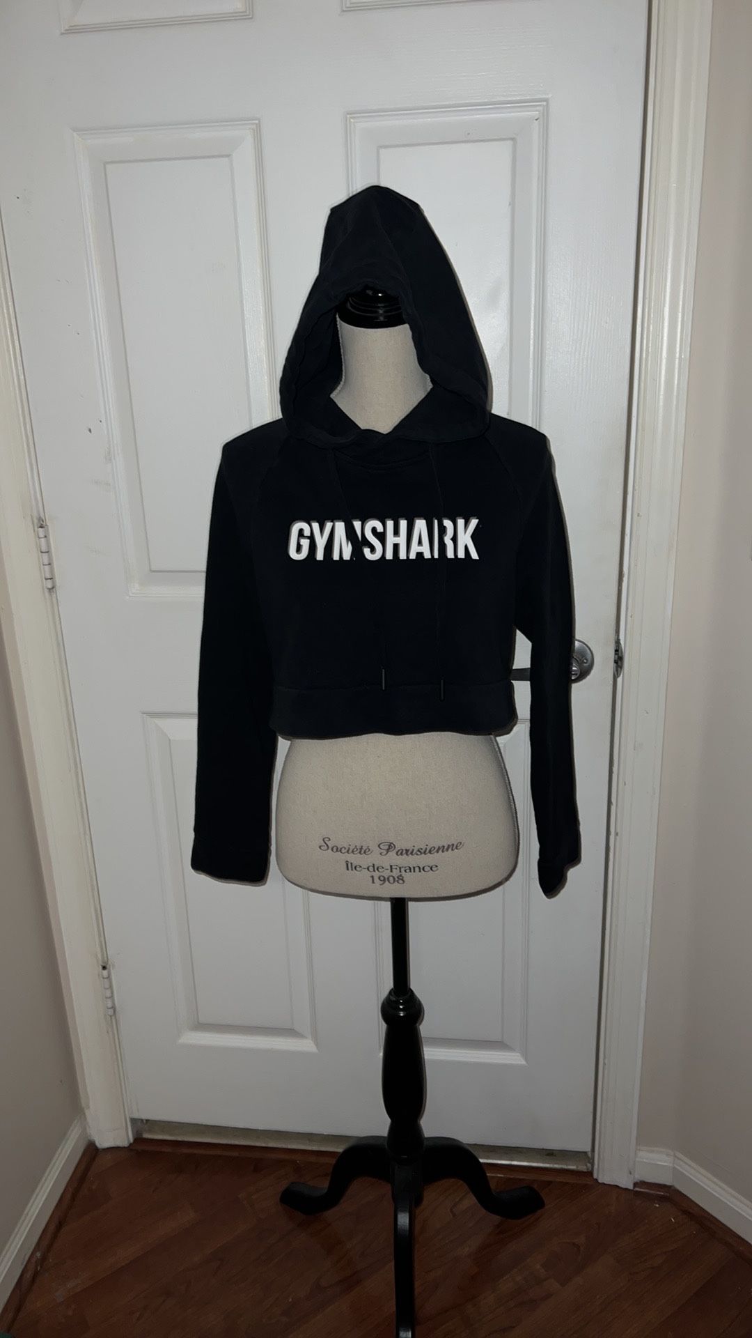 Gymshark Black Oversized Fleece Lined Crop Hoodie