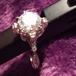 Sterling Silver CZ Solitaire Engagement Ring
