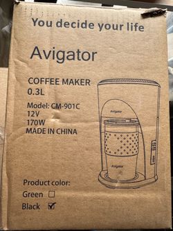 Portable Coffee Maker for Travel, Camping, Car, Compact Single Portion Drip Machine with 10oz Travel Cup for Travel, RV, Office, Camping, 12V Plug