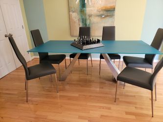 BOVA Giove modern dining table with six coordinating chairs