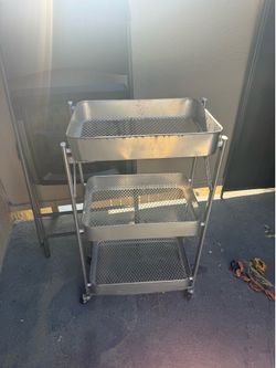 Rolling metal cart