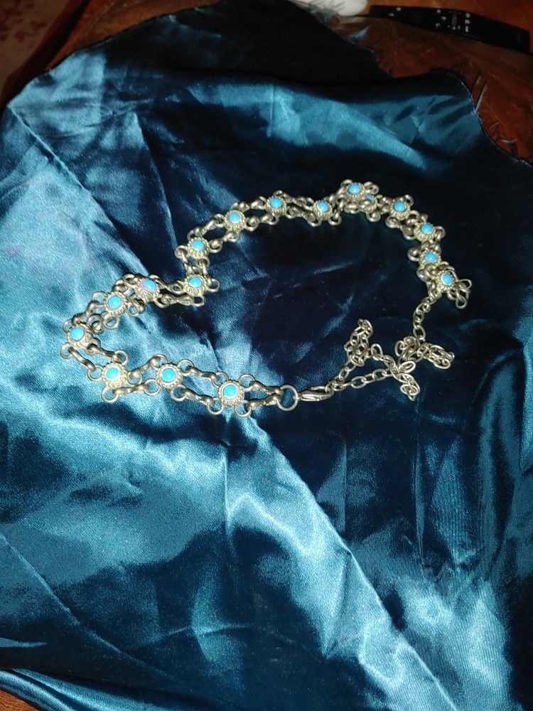 Silver & Turquoise (Faux) Necklace/Belt