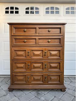Vintage Drexel tall wooden dresser