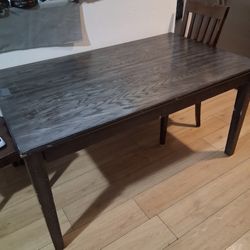 Sturdy Dark Grey Wood Table With 2 Matvhing Chairs!