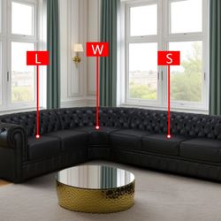 Black Leather Sectional Sofa Set
