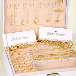 58 Pieces/ Set Necklaces & Bracelets & Anklets & Rings & Earrings Elegant Simple Style Delicate Female Gift Without Box