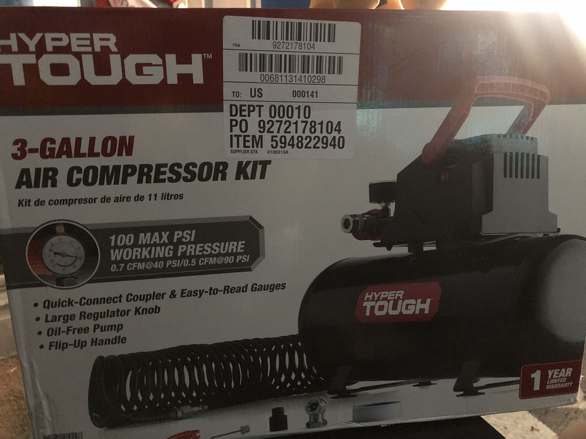 Hyper Tough 3 Gallon Air Compressor