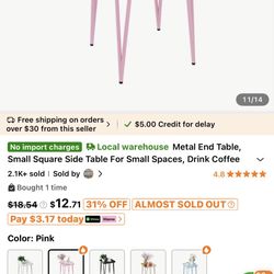 Pink Side Table New In Box 
