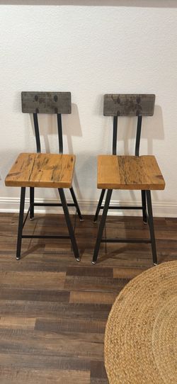 Handmade Wood and Iron Barstools