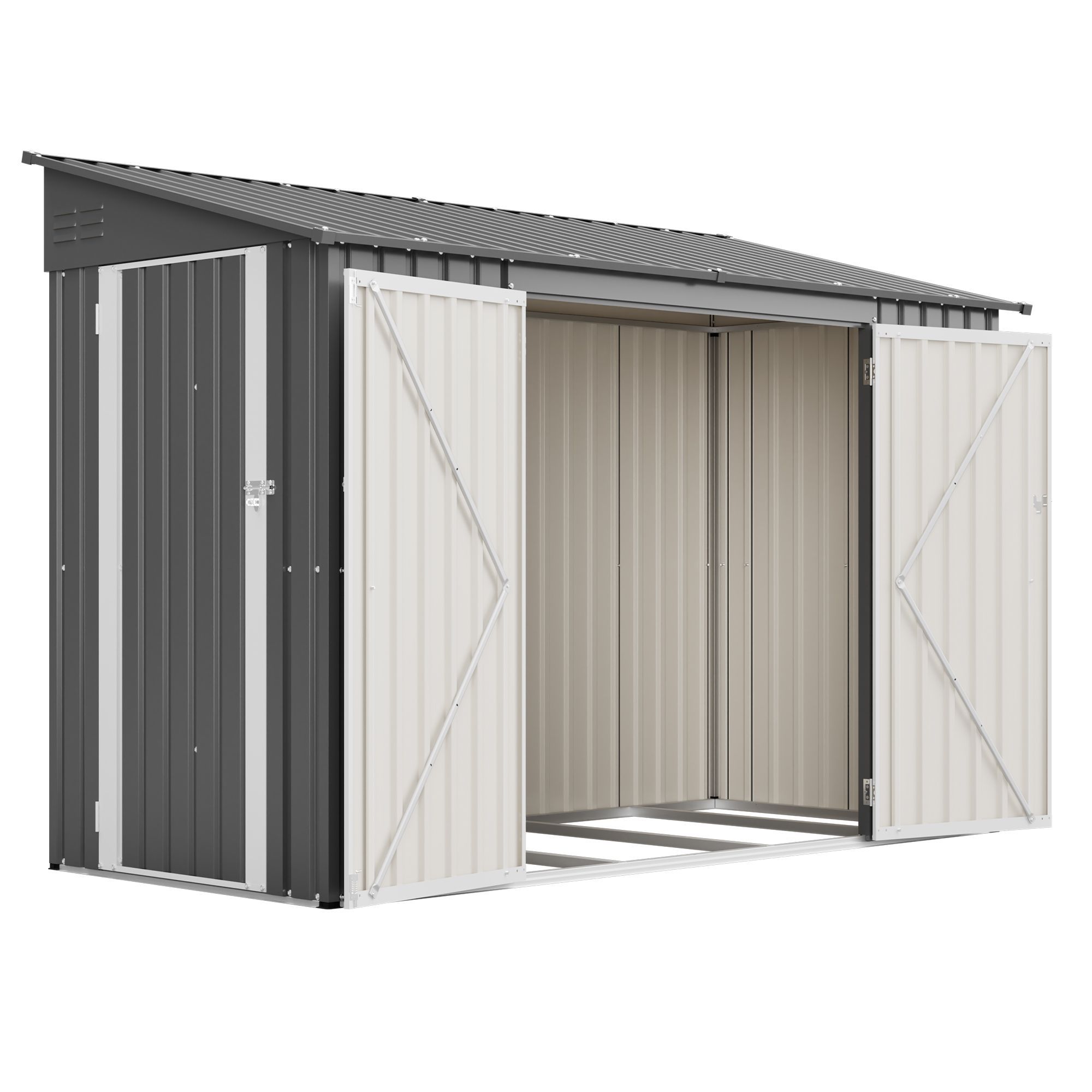 9x4 FT Outdoor Storage Shed with Lockable Door, Heavy Duty Metal Garden Shed for Lawn Mower, Tools, Bikes, Waste Bins - All Weather & Waterproof (Dark