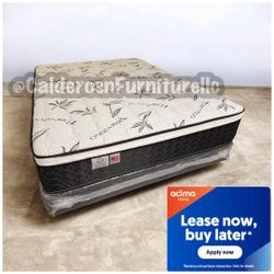 12” Queen Pillow Top Mattress And Boxspring 