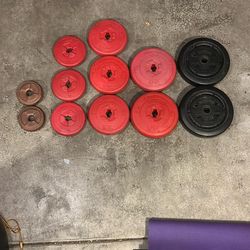 100lb/46kg Of 1in Weight Plates For Powerlifting, Weightlifting, Working Out, Home Gym, Commercial Gym, Fitness Exercise