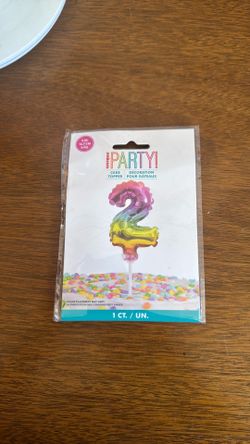 New In Package Unique Party Air Filled Rainbow Number 2 Cake Topper Balloon Party Decoration