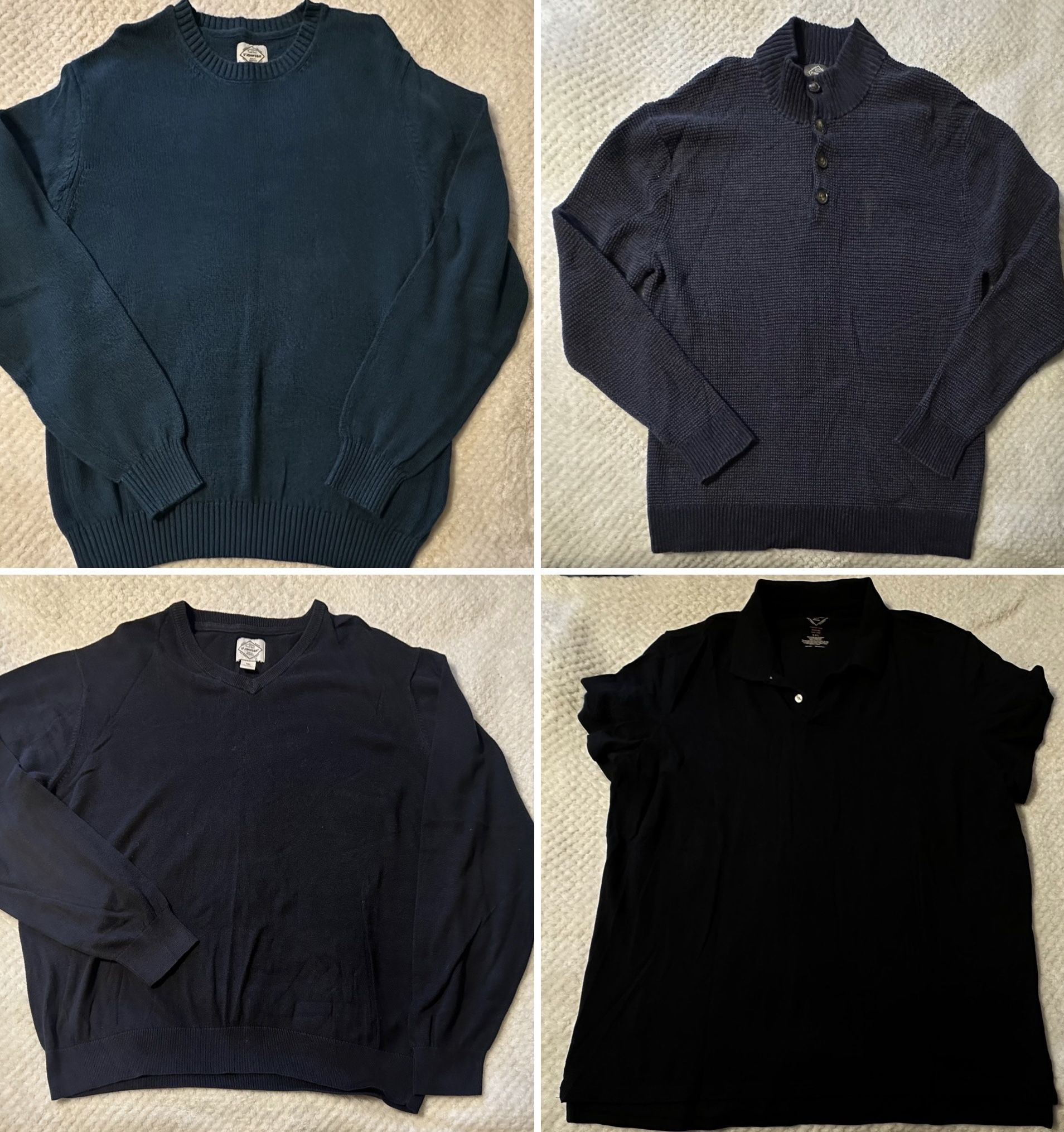 ST Johns Bay Sweater Bundle of 3 and 1 Polo Men size XXL
