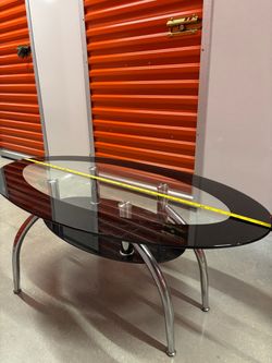 Beautiful black and clear glass table for sale!