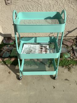 Fresno - new blue metal bar cart - $15 firm price