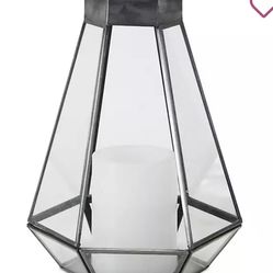 Geometric Black Lantern Candle Holder Metal Glass Wedding Decor Tall centerpiece. Brighten up your home or porch with our Geometric Black Frame Lante