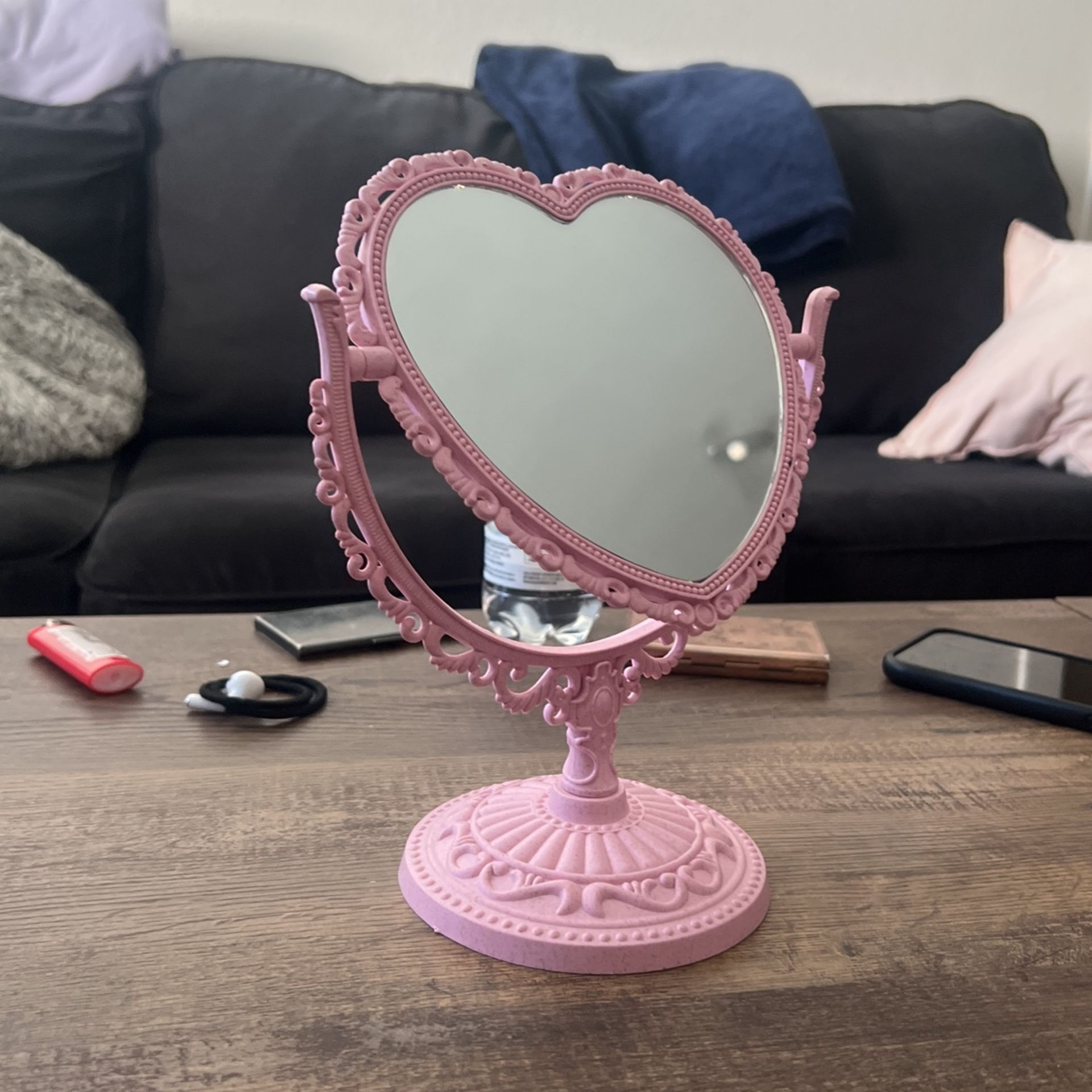 Pink Heart Shaped Mirror