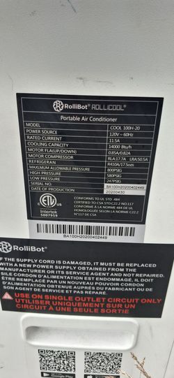 Rollibot rollicool 100H-20 14,000 BTU