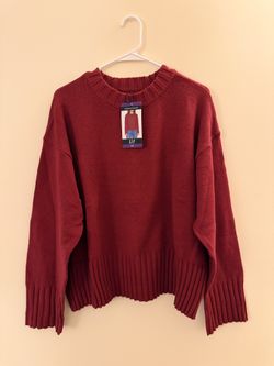 Gap Women's Knit Crewneck Sweater Cotton Blend Relaxed Red XXL 2X NWT