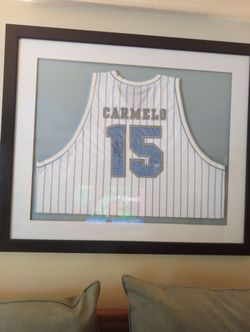 Carmello, Anthony. Sign professionally framed Jersey with J S.A. letter of authenticity.