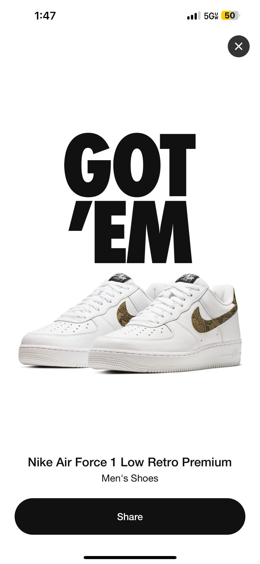 Air Force 1 Low ‘96 Ivory Snake