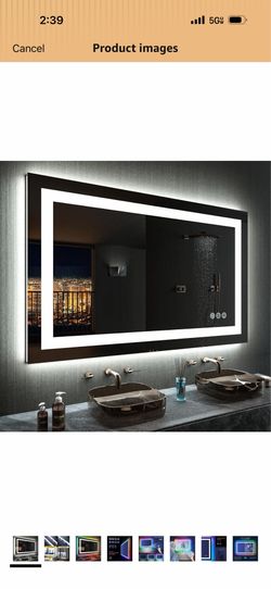 LOAAO 48"X30" LED Bathroom Mirror with Lights, Anti-Fog, Dimmable, RGB Backlit + Front Lighted, Bathroom Vanity Mirror for Wall, Memory Function, Wate