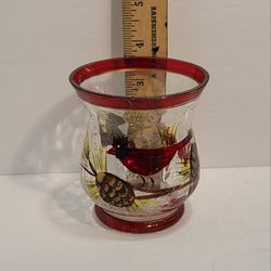 Cardinal Crackled Glass Tea Light Candle Holder 