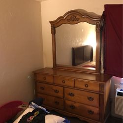 Beautiful Wood Dresser With Mirror BIG