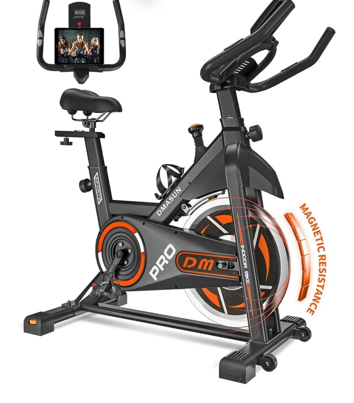 DMASUN Magnetic Resistance Exercise Bike, Indoor Cycling Bike Stationary, Cycle Bike with Comfortable Seat Cushion, Digital Display with Pulse