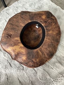 Distressed Brown Wide Brim Hat