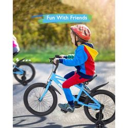 16 Inch Kids Bike Girls and Boys Blue Kid Bicycle with Kickstand and Training Wheels