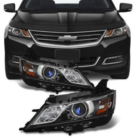for 15-2020 chevy Impala Headlight Halogen Headlamp Assembly Projector Pair Black
